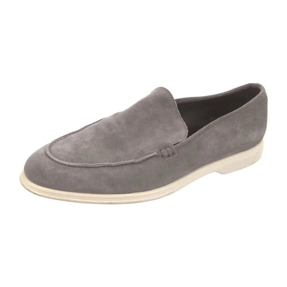 Light Gray Suede Slip-On Loafers